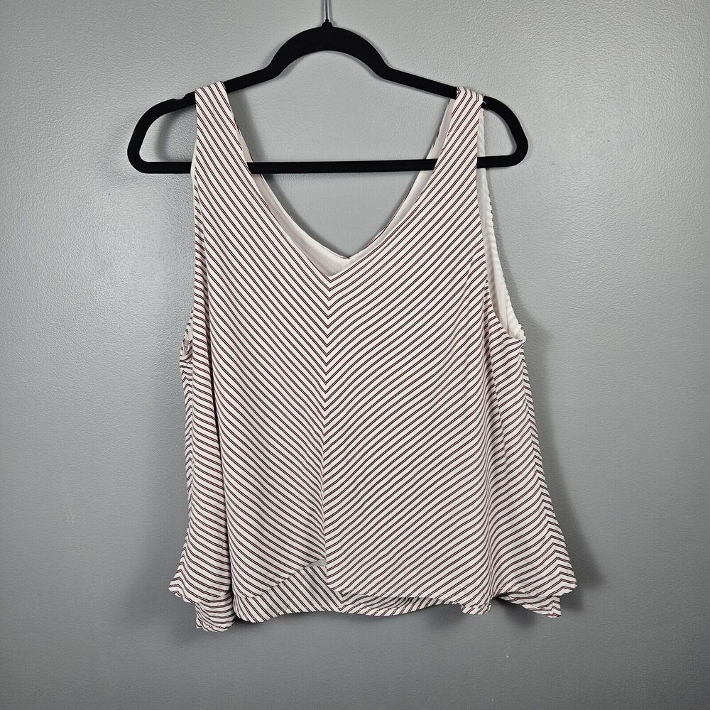 LOFT Striped V-Neck Sleeveless Top